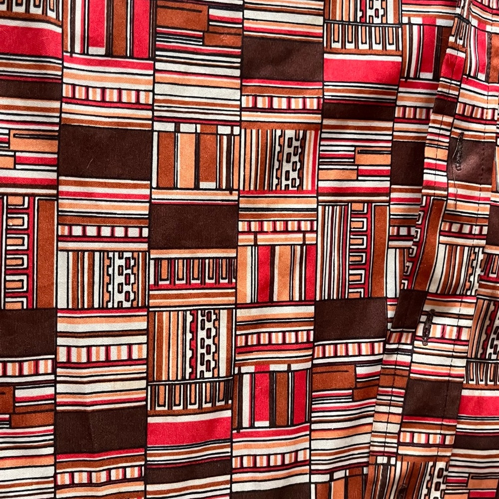 Vintage 70s/80s Red Rust Abstract Patterned Button Down Shirt